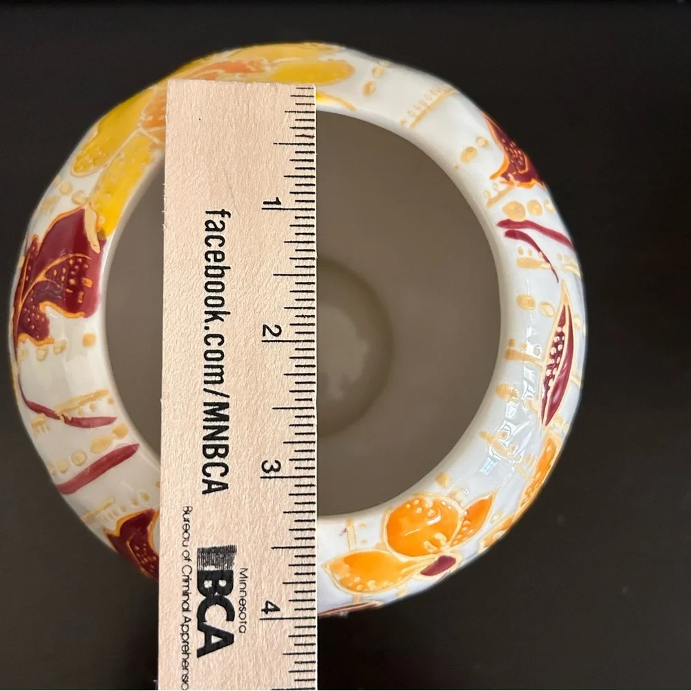 Anthropologie Zahara Orange Pink Embossed Floral 5X5.5